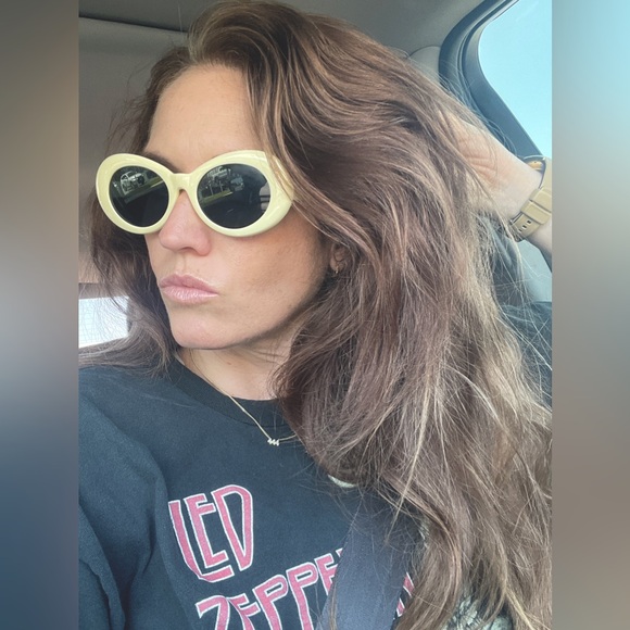 New beige white rounded sunglasses retro style - Picture 2 of 10